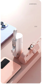 5000 mAh Kapsel Mini Power Bank für iPhone 14 Samsung Huawei Xiaomi Tragbares Ladegerät Powerbank mit Telefonhalter Ersatzakku