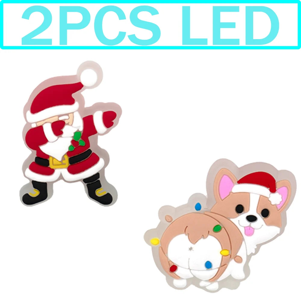 1–5 Stück neue Weihnachts-LED-Schuhanhänger, niedlicher Weihnachtsmann, Katze und Hund, Pin-Zubehör für Sandalen, Schuh-Clogs, Schnalle, Weihnachtsgeschenke