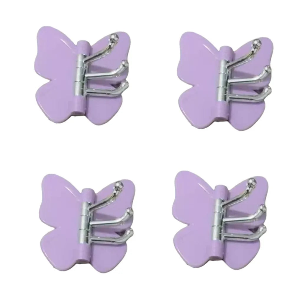 Schmetterlings-Wandhaken 4er-Set – Drehbar, Selbstklebend, Dekorativ | Rosa, Lila, Weiß, Gelb & Bunt