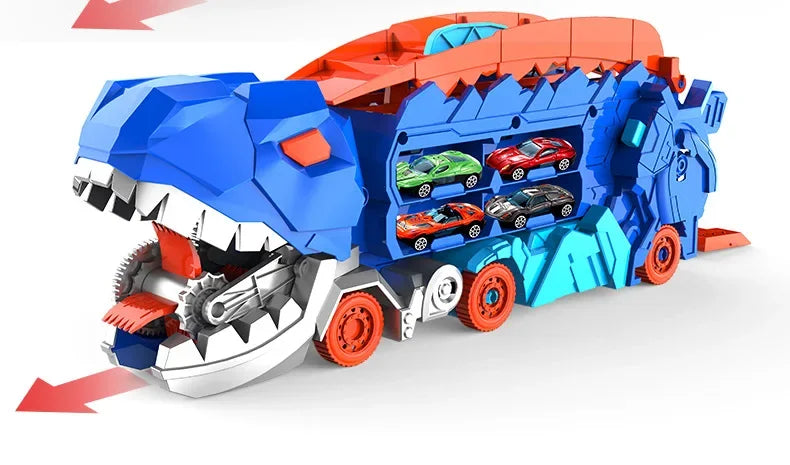 Großer neuer Dinosaurier, der Autos pielzeug isst, transformierbare Lager trägheit gleitendes Auto für Kinder intelligente Motorrad fans