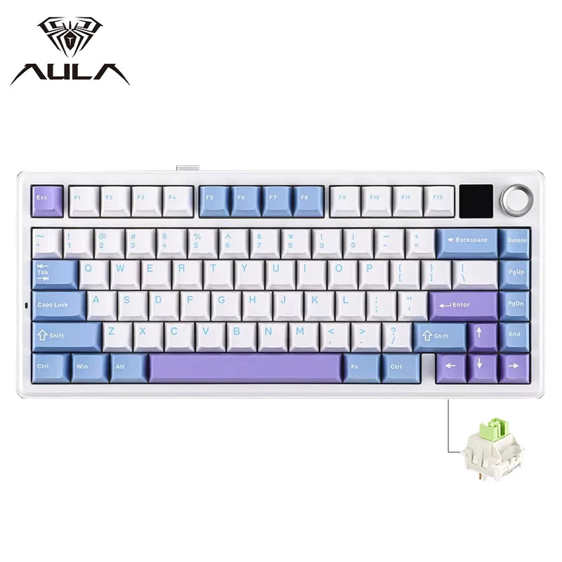 AULA F75 MAX mechanische Gaming-Tastatur, 75 % verkabelt/Bluetooth/2,4 G, Hot-Swap-RGB-E-Sport-Tastatur mit TFT-Bildschirm für PC/Mac ﻿