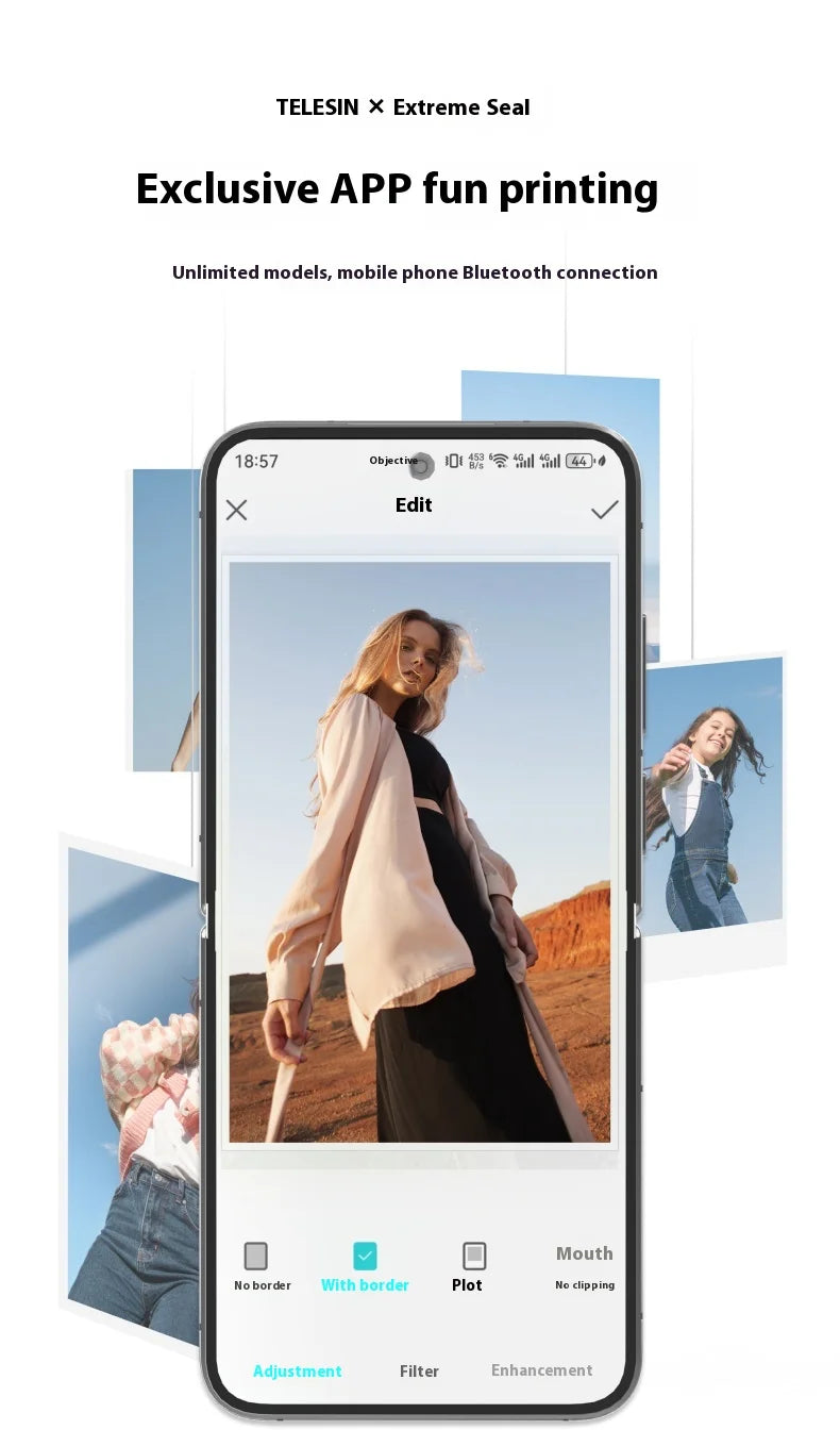 TELESIN LIENE Mini-Fotodrucker Zink, tintenfrei, 300 dpi, kabellos, Bluetooth, tragbarer Foto-Waschautomat mit APP für selbstgemachte Bilder und Geschenke