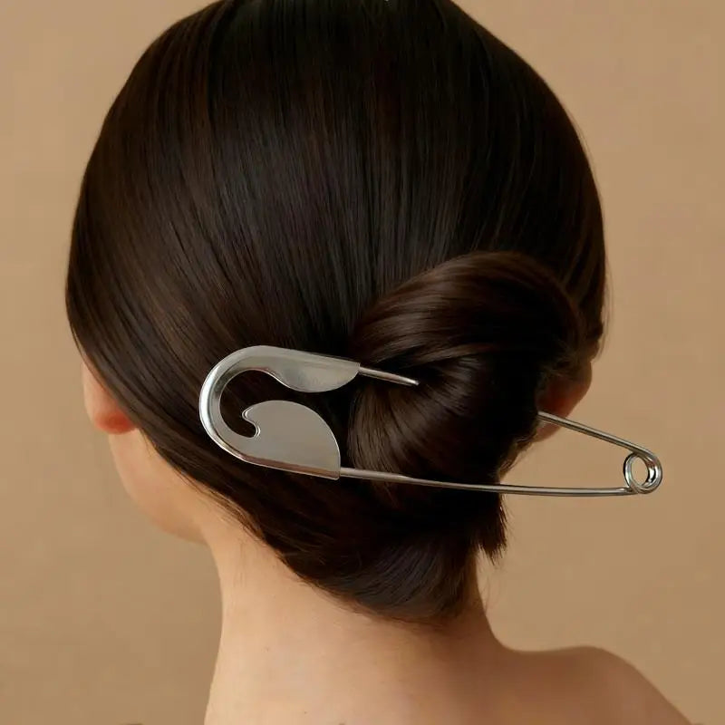 Metall-Haarspange im Sicherheitsnadel-Design – Groß, Minimalistisch, Rutschfest | 5 Farben | HELTFARM
