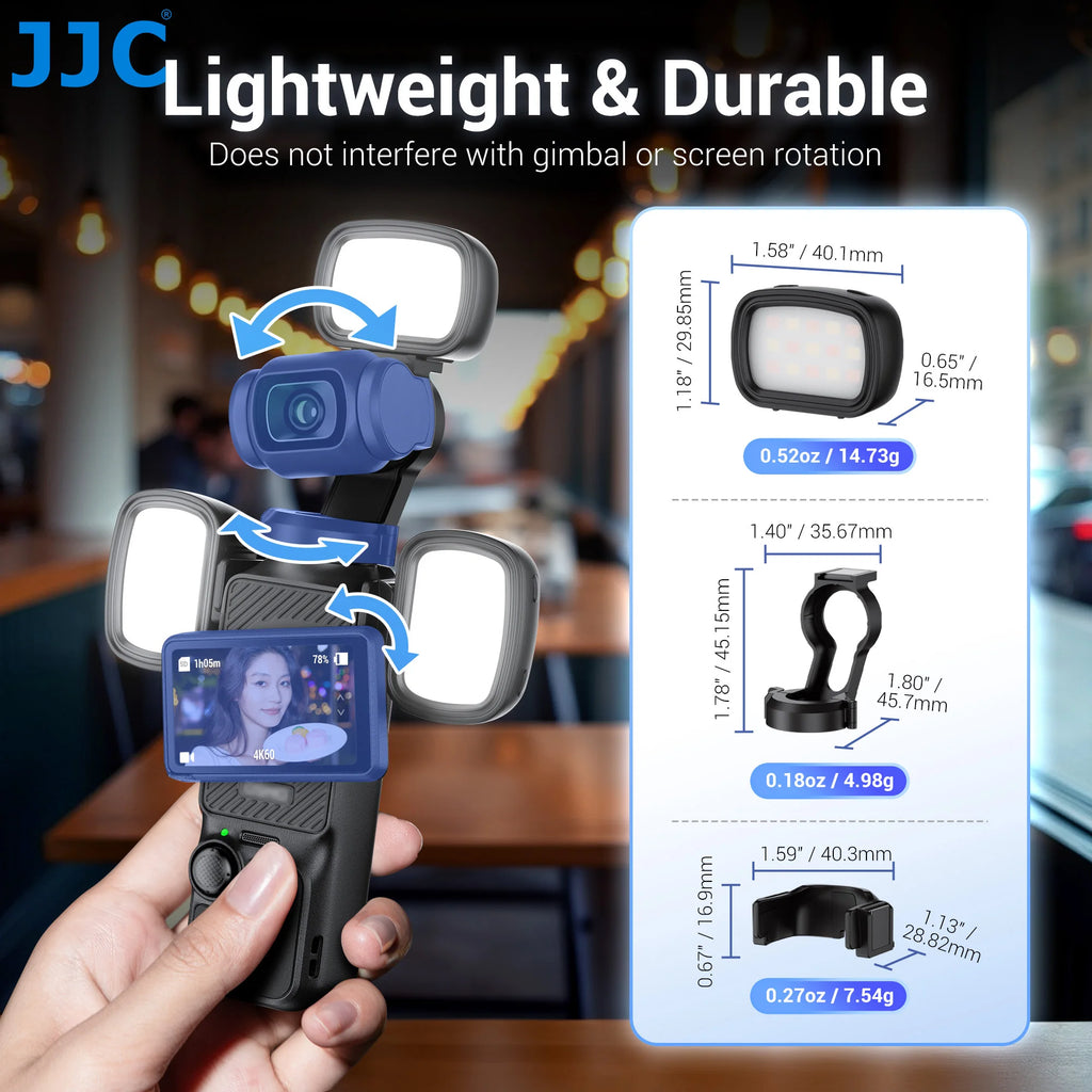 JJC Osmo Pocket 3 Mini-LED-Licht, magnetisches Fülllicht, Video-Selfie-Licht für DJI Osmo Pocket 3, wiederaufladbare Zusatzbeleuchtung