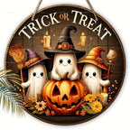 2D-Halloween-Party-Dekoration, Holzschild, Kürbis, Geist, Fledermaus, Trick oder Treat, Wandbehang, Schild für Haustür, Heimdekoration, Kindergeschenke