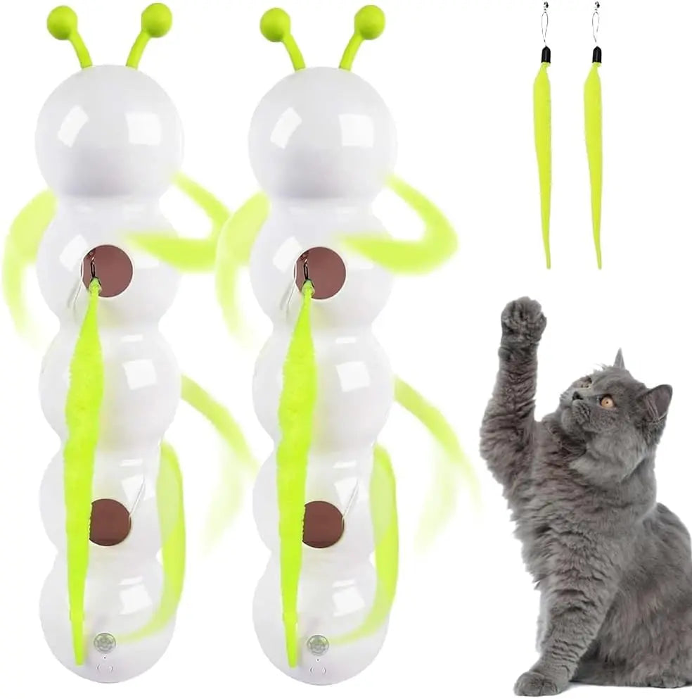 Motion Cat Toy, 2025, Neu Wusel Wurm Katzenspielzeug mit Saugnapf, Smart Motion Katzen Spielzeug mit Wurmdesign Wand & Window Mo