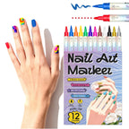 Nail-Art-Graffiti-Stift-Set Doppelkopf – Acryl, Schnelltrocknend, Metallic-Farben | 12 & 24 Farben | Pointillismus & Nageldesign
