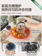 Multifunktionaler Couchtisch aus massivem Holz, hochwertiger integrierter Tisch mit Elektrogehäuse für Herd, Tee und Grill