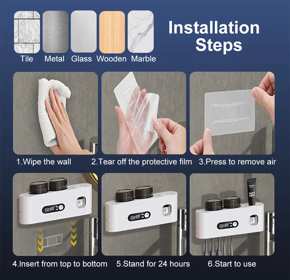 Tragbarer Zahnbürsten-Sterilisator, kabellose Zahnbürste, UV-Sterilisation, wiederaufladbarer, an der Wand montierter elektrischer Zahnbürsten-Trocknerhalter