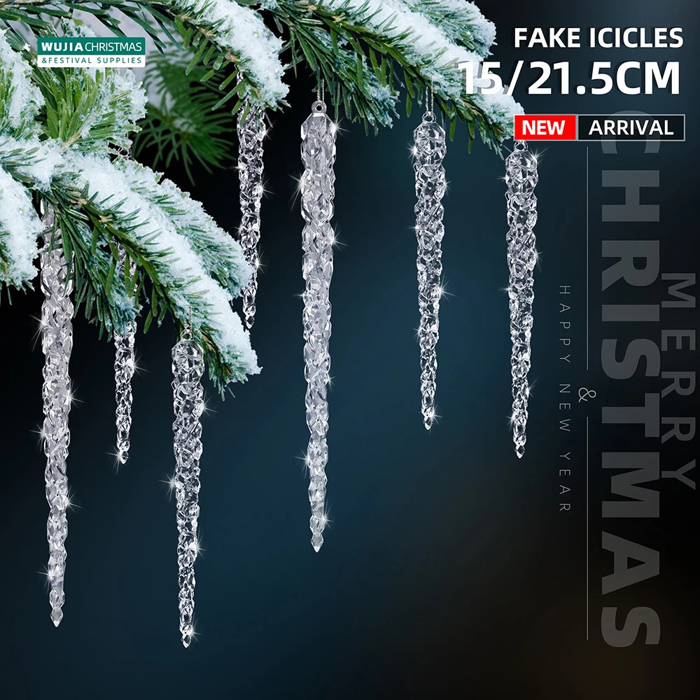 10 stücke Weihnachten Dekoration Acryl Klar eiszapfen Simulation Eis Weihnachten Baum Hängende Ornamente Winter Party Neue Jahr Decor Liefert