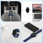 Tragbares kabelloses Uhrenladegerät, Typ C, 8-polig, Zwei Schnittstellen für Apple Watch S9 8 7 6 5 4 3 2 1 SE Ultra Series, Schnellladegerät