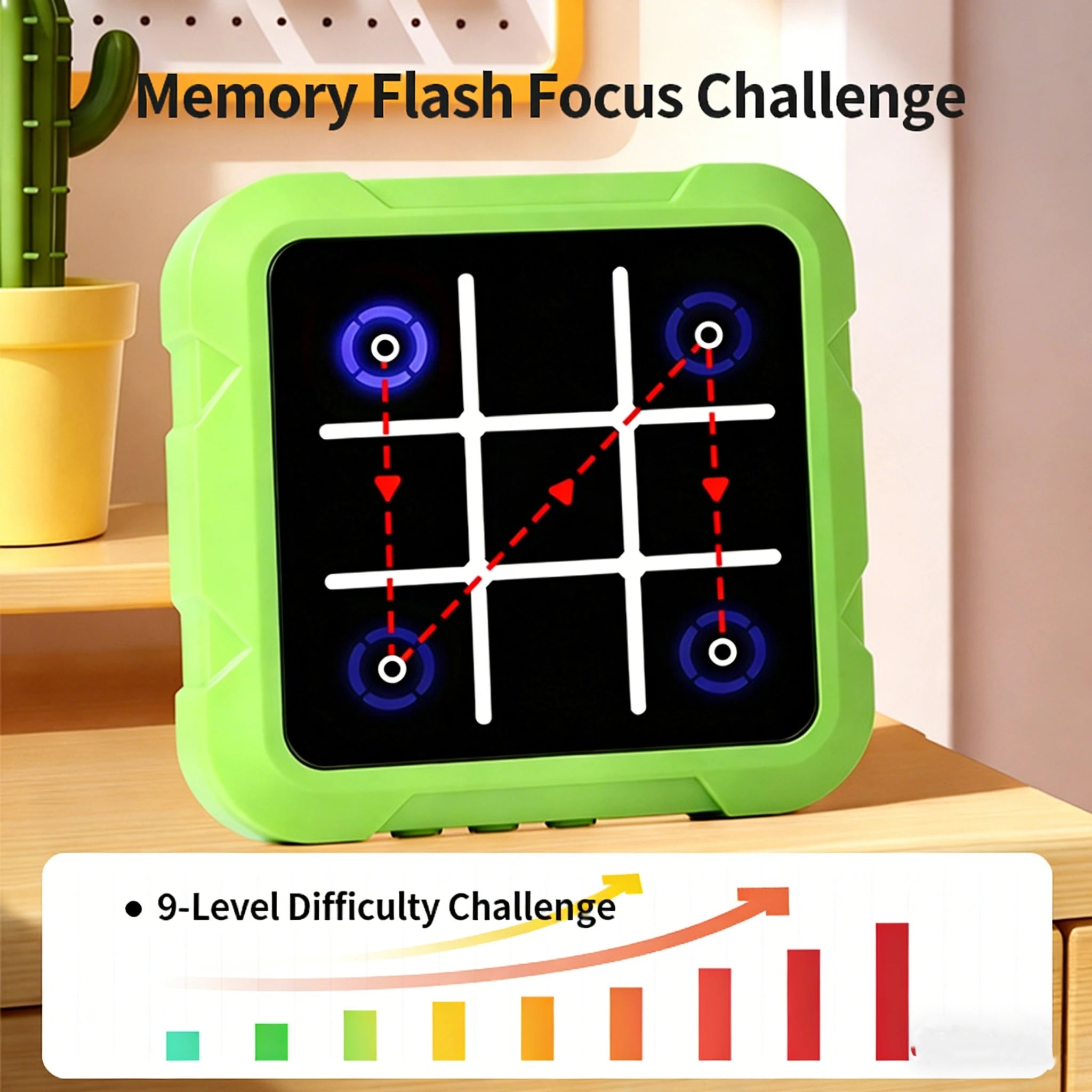 Tragbare Tic Tac Toe-Spielekonsole – tragbares elektronisches Puzzle für alle Altersgruppen, Reisespielzeug mit Memory-Training und Montessori-Geschenken