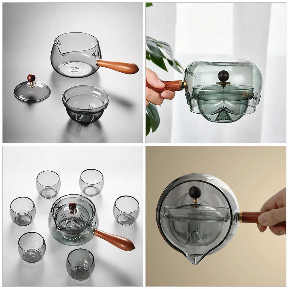Schicke rotierende Teekanne, Glasfilter, Teekessel, Büro, Party, Reisen, praktische dekorative Filter-Teekanne