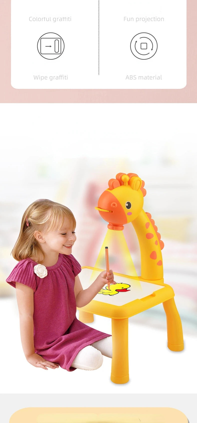 Projektions-Zeichenbrett für Kinder, löschbarer Zeichentisch, magnetisches Schreibbrett, frühkindliche Bildung, Kritzelbrett, Spielzeug