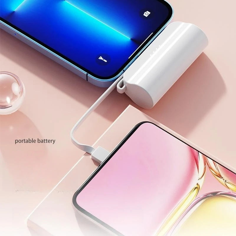 5000 mAh Kapsel Mini Power Bank für iPhone 14 Samsung Huawei Xiaomi Tragbares Ladegerät Powerbank mit Telefonhalter Ersatzakku
