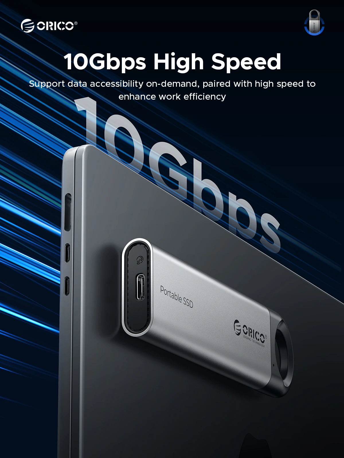 ORICO 1 TB externe SSD bis zu 1050 MB/s Design zum Aufhängen, tragbares Solid-State-Laufwerk, PSSD für Tablets, Laptops, C10