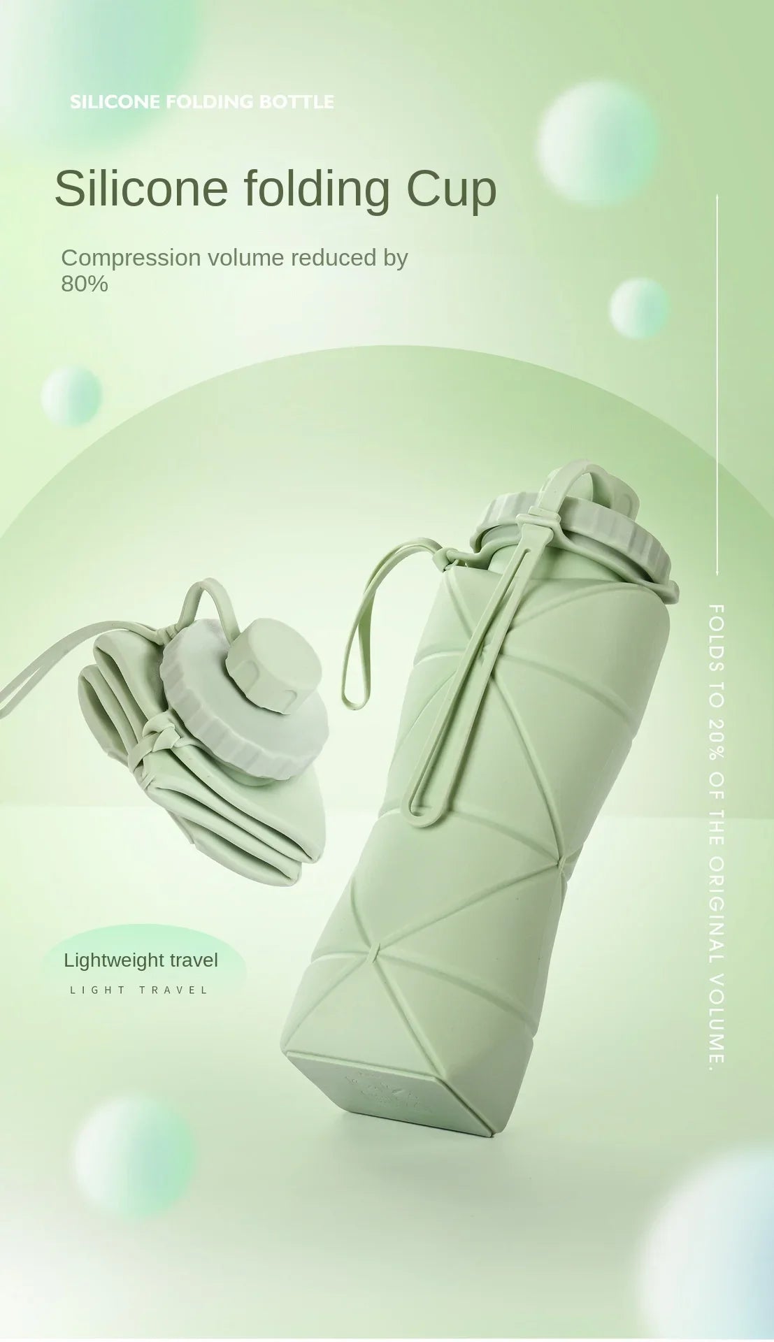 Zusammenklappbarer Silikonbecher, großes Fassungsvermögen, 600 ml, für Outdoor-Reisen, Sport, tragbar, hochtemperaturbeständig, Wasserbecher in Lebensmittelqualität