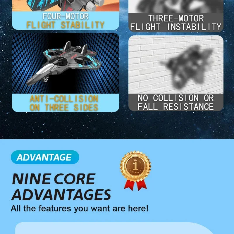 Fernbedienung Flugzeug V17 Jet Fighter Stunt Rc Flugzeug 360 °   Kreisendes ferngesteuertes Kampfflugzeug-Modellspielzeug mit LED-Leuchten