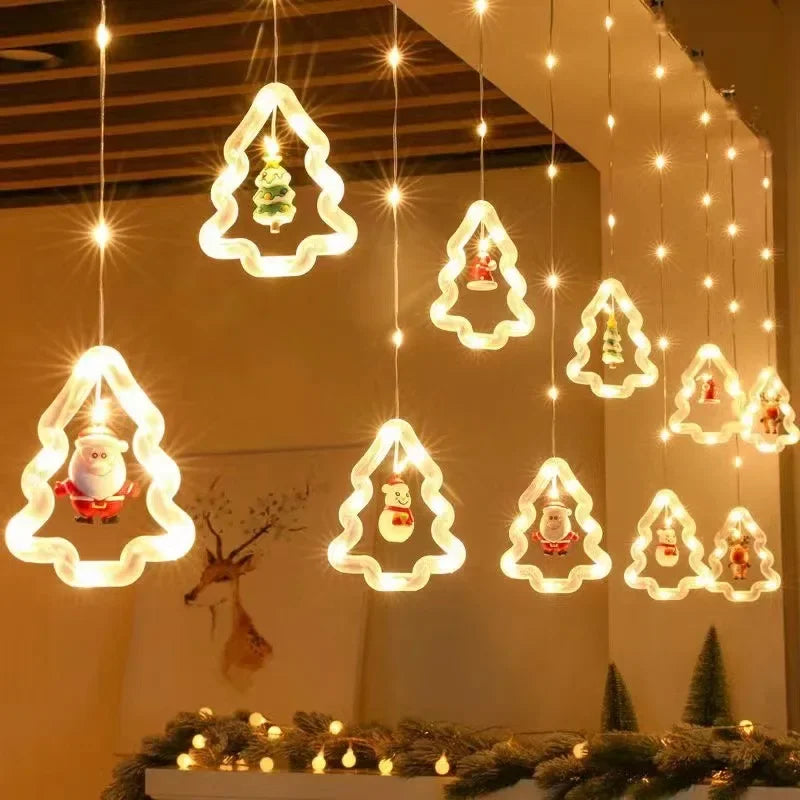 Weihnachten LED Streifen Lichter Zimmer Girlande LED Vorhang Lampe USB-Stecker Weihnachts dekoration Lichter für Schlafzimmer Wohnzimmer Fenster