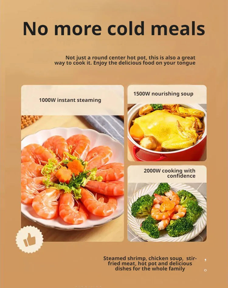 Elektrisches Speisenwärmbrett für den Haushalt, runder multifunktionaler Esstisch mit konstanter Temperatur und Hot-Pot-Heizplatte