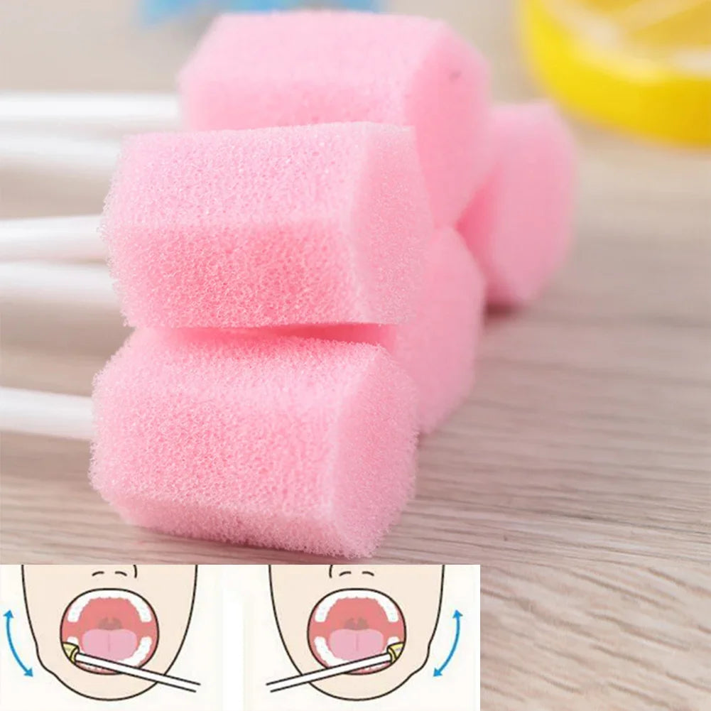 100Pcs Einweg Mundpflege Schwamm Tupfer Zahn Reinigung Mund Tupfer Mit Stick Schwamm Kopf Reinigung Reiniger Tupfer