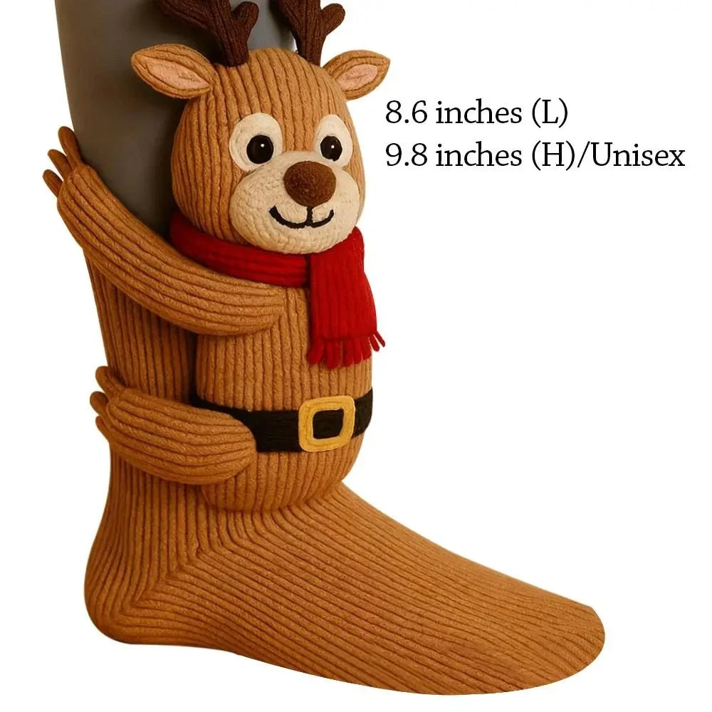 Neue 3D Stricken Tier Socken Hand Gehäkelte Doppel Schicht Neuheit Boden Socken Anti-Schweiß Warme Winter Socken Erwachsene Kind weihnachten Geschenk