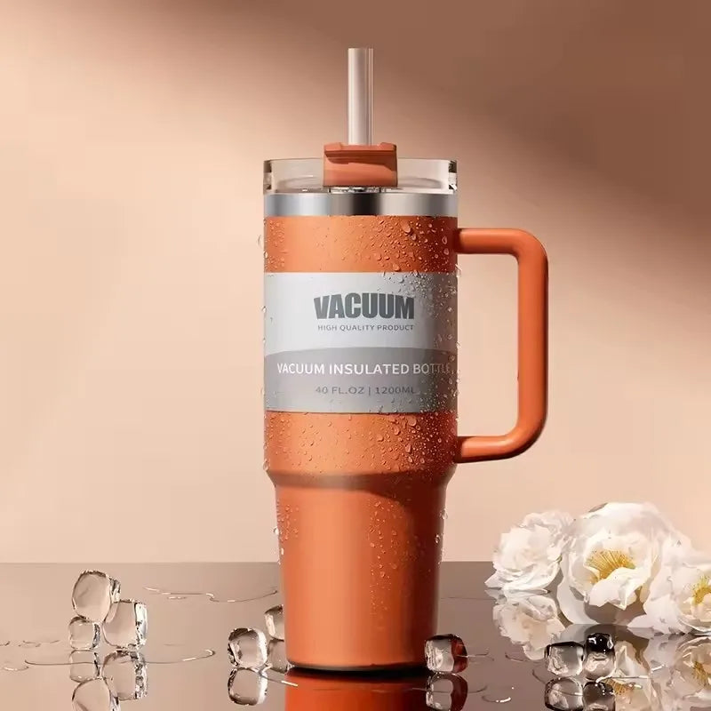 40-Unzen-Autobecher, isolierter Strohbecher aus Edelstahl 304, Eisbecher, Auto-Wasserbecher