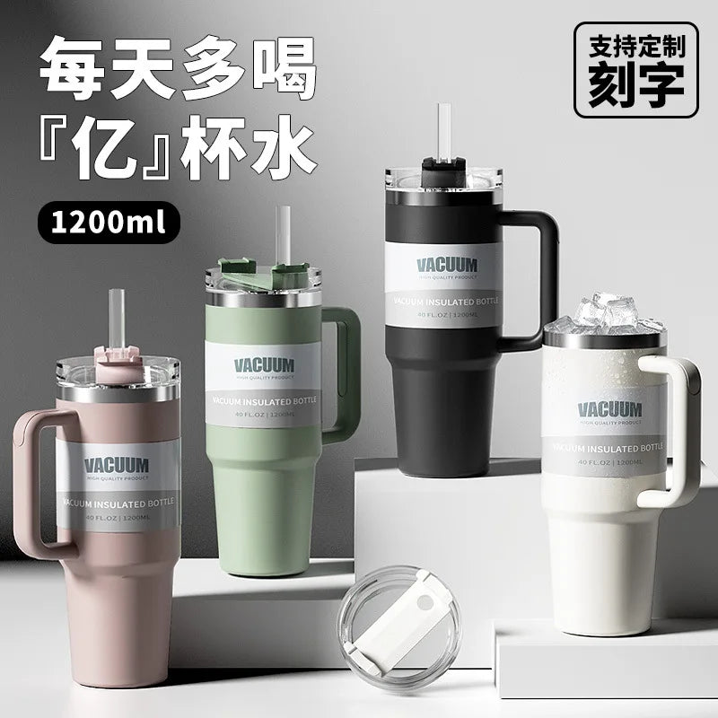 40-Unzen-Autobecher, isolierter Strohbecher aus Edelstahl 304, Eisbecher, Auto-Wasserbecher