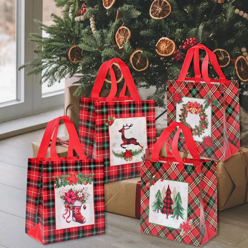 4 stücke Weihnachten Geschenk Taschen Weihnachten Party Dekoration Kinder Gefälligkeiten 2025 Weihnachten Santa Claus Handtaschen Navidad Natal Neue Jahr geschenk 2026