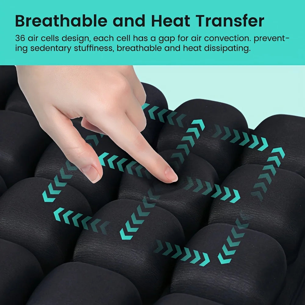 Airbag-Reisekissen, leichtes, atmungsaktives Reisesitzkissen, hoher Rückpralldruck, tragbares 3D-Luftzellen-Sitzkissen-Dekor