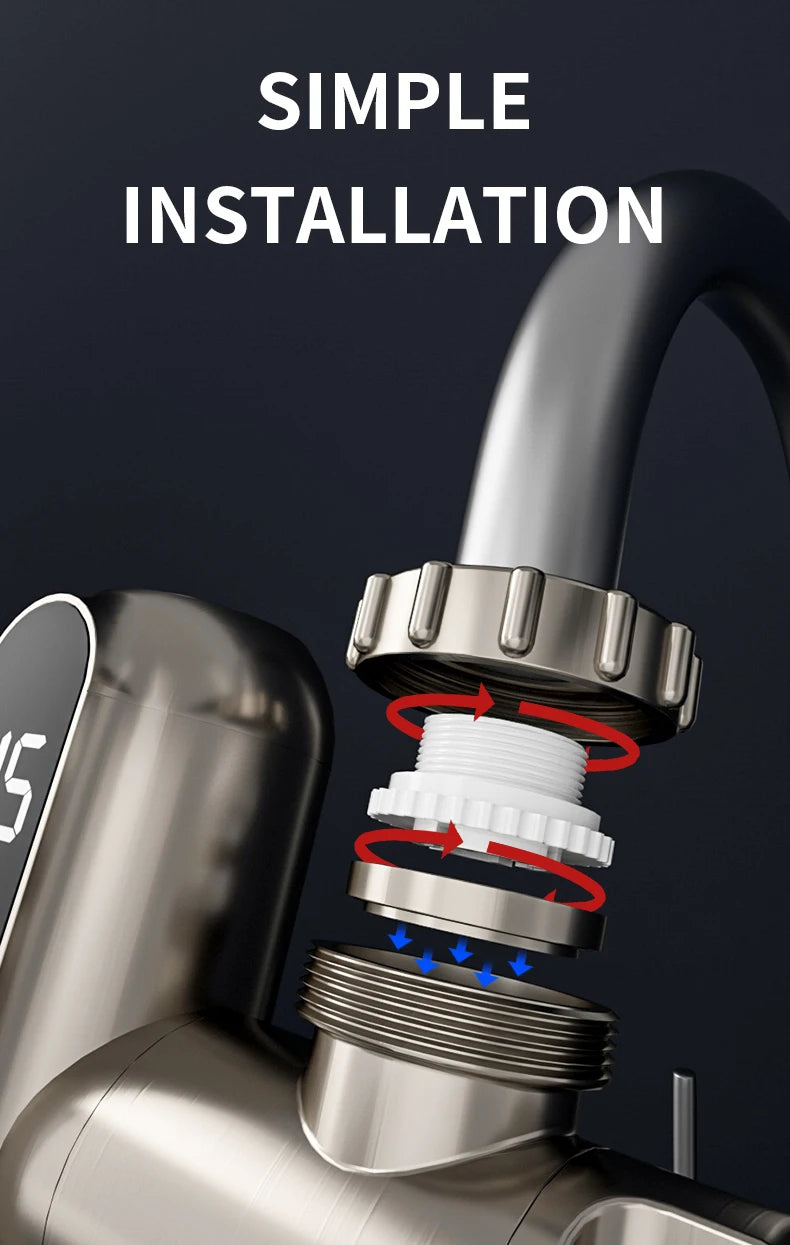 Fudeer 3400 W 220 V Elektrische Küche Warmwasserbereiter Wasserhahn Instant Hot Edelstahl Wasserhahn Heizung Kaltheizung Wasserhahn