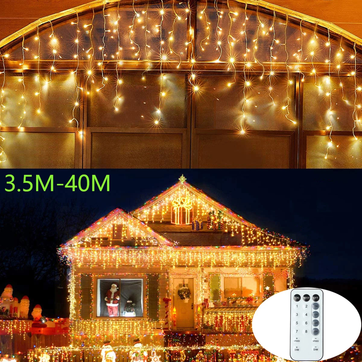 3,5 M-40 M LED Eiszapfen Vorhang String Fairy Lichter Girlande Outdoor Weihnachten Lichter Neue Jahr Geburtstag Hochzeit Straße urlaub Dekor
