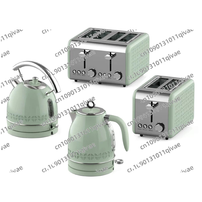 Retro-Frühstücksset, Geräte, 4-Scheiben-Toaster, elektrischer Wasserkocher und Toaster-Set, Saftmixer