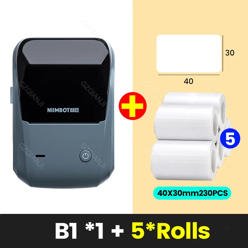 NiiMbot B21 / B1 Bluetooth Etikettendrucker – Tintenfrei, 203dpi, 1200mAh, CE, mit optionalen Etikettenrollen