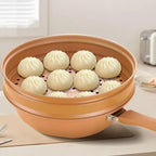 Keramik-Wok mit Deckel, antihaftbeschichtet, Ton-Wok mit Dampfkorb, Ton-Wok, Mikrokordruck-Wok, multifunktionale Haushalts-Bratpfanne