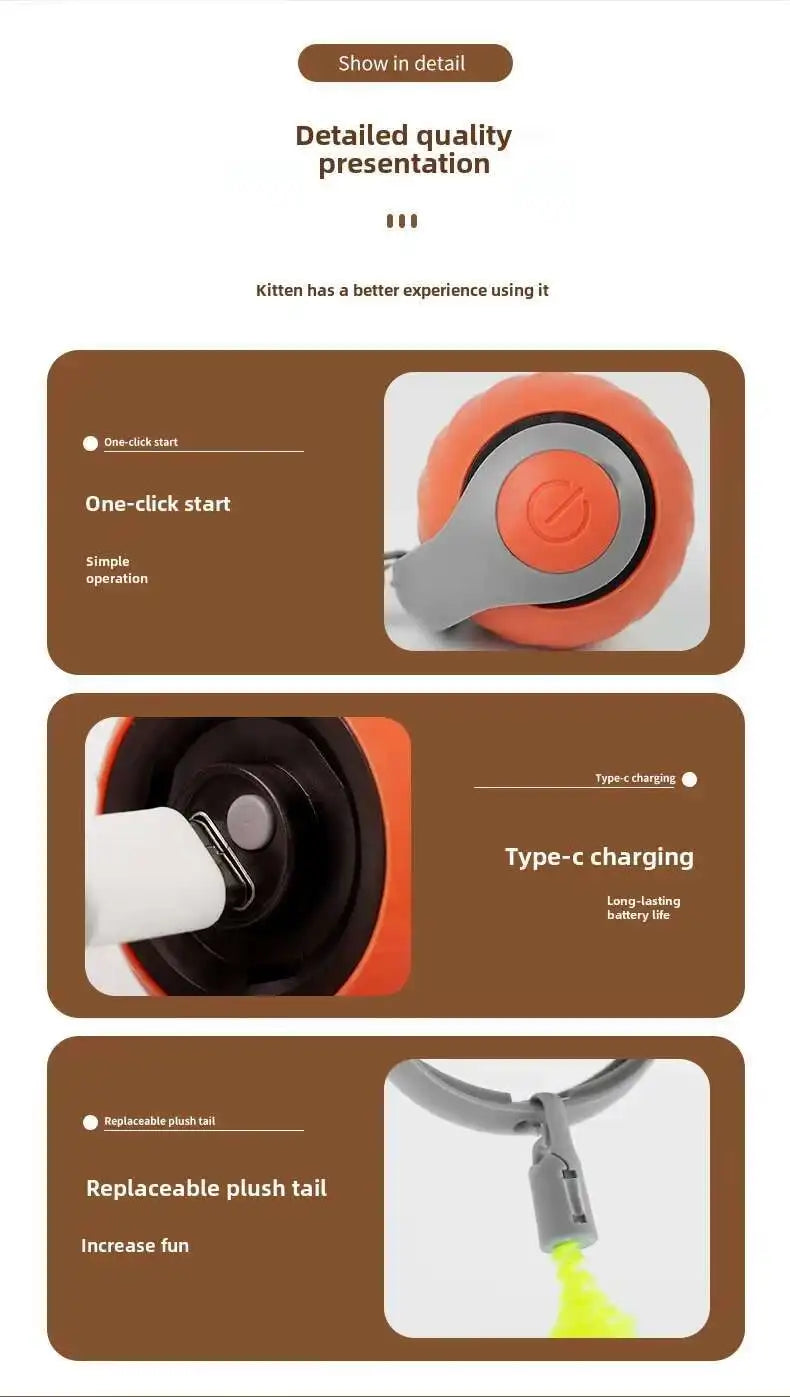 Verkauf Speedy Tail 2,0 Katze Spielzeug Interaktive Katze Spielzeug Ball mit Schwanz Auto Smart Rolling Ball Spielzeug für Katze Haustier Training Imitieren Maus