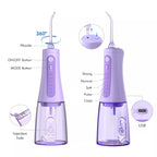 Sejoy Wasserflosser Dental Akku für die Zahnreinigung, 5 Modi, Munddusche, Zahnspangen, Zahnseide, Reiniger, tragbar, für Reisen nach Hause