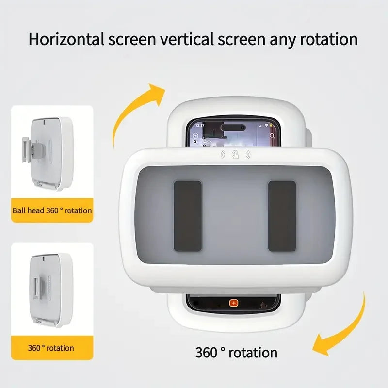 Dusch-Handyhalterung, wasserdichte Wandhalterung für Badezimmer, 360° drehbar, beschlagfrei, Touchscreen-Halterung für alle Handys