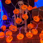 Halloween 3D-Kürbis-Lichterkette – Warmweiße LED-Deko | 1,5m / 3m