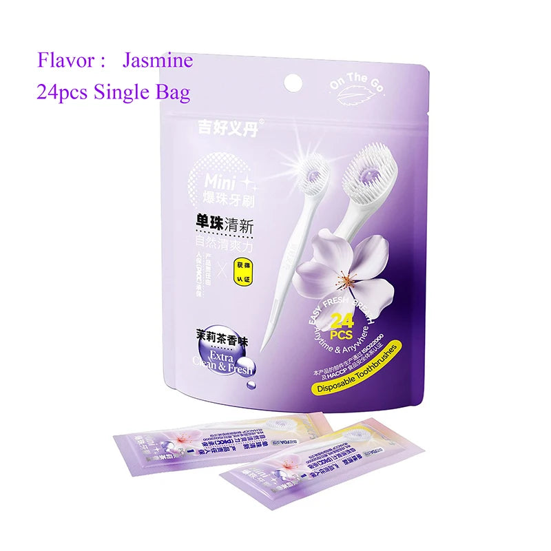 Mini-Zahnbürste mit Mund, Lufterfrischer, Perlen, Zahnstocher und Zungenschaber, 4-in-1, zum Entfernen von Mundgeruch, tragbares Mundpflege-Werkzeug, 1/20/24 Stück