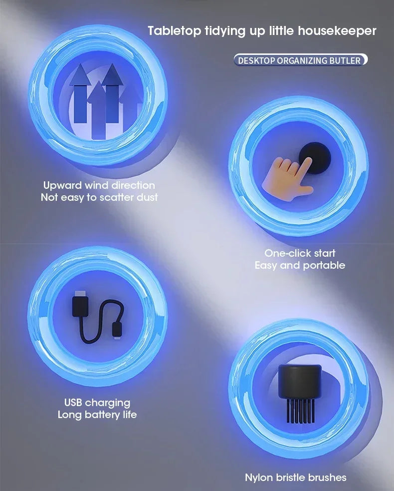 Mini aspirateur portable pour bureau, table, poussière, USB, balai de table, crayon à cheveux, miettes, outil de nettoyage