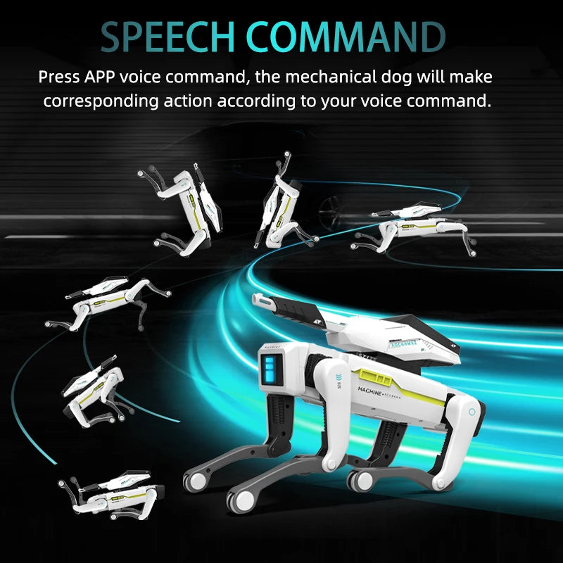 Teeggi Multifunktions-RC-mechanischer Hund, elektrischer RC, intelligenter Roboterhund mit Revolver, Lernspielzeug, bionisches intelligentes Roboter-Spielzeug, Geschenk