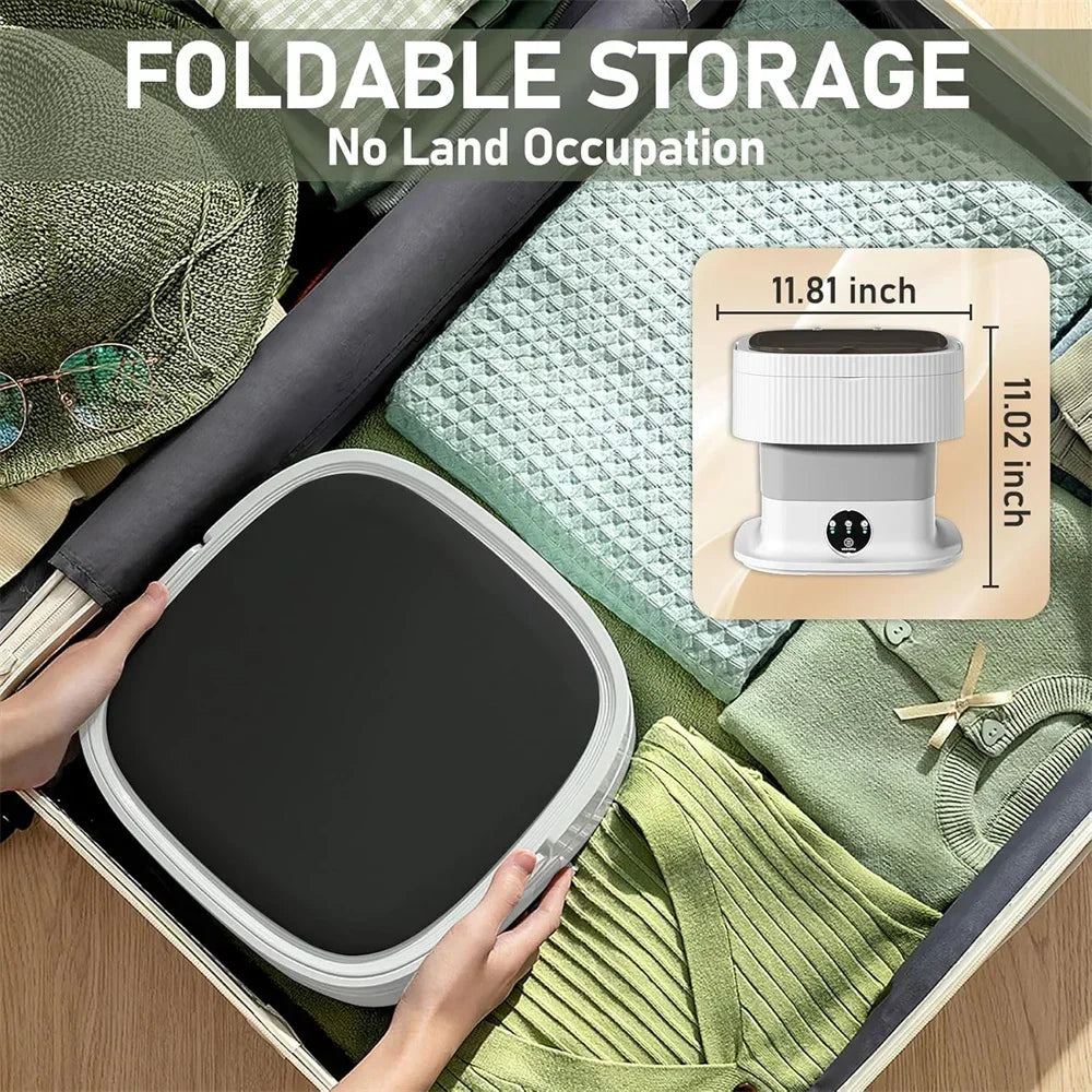 60 W tragbare faltbare Waschmaschine mit rotierenden vollautomatischen Mini-Unterwäsche-Socken 11 l Haushalts-Zentrifugalwaschmaschine