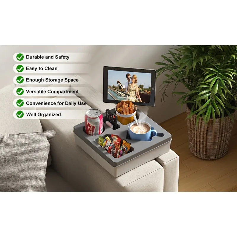 1 stücke Silikon Sofa Tasse Halter Tablett Tragbare Strand Camping Snack Lagerung Organizer Nicht-Slip Wiederverwendbare Couch Armlehne Zubehör