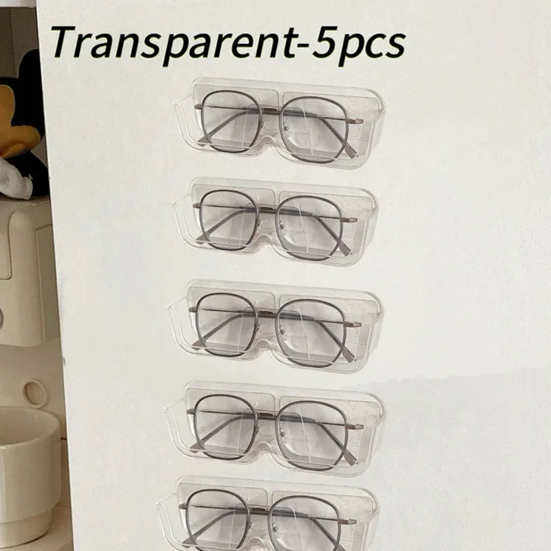 Brillen-Organizer Wandhalter – Selbstklebend, Ohne Bohren, 17,5×3,5×5,8cm | Sonnenbrille & Brille | Weiß, Grau & Transparent