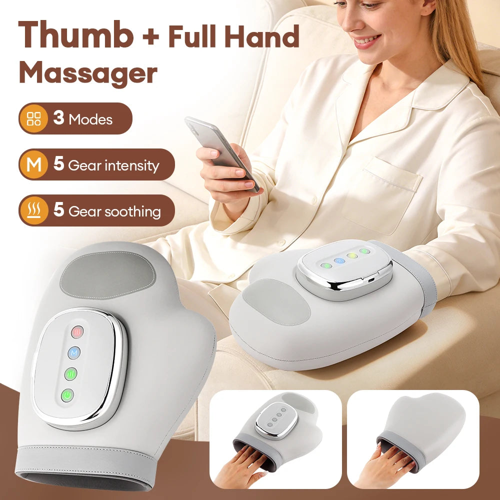 Elektrischer Handmassager mit Luftkompression – 5 Stufen, Wärmefunktion, Vibration, CE