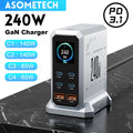 240 W GaN Ladegerät PD3.1 140 W USB Typ C 6 Ports PPS PD Desktop Schnellladestation für MacBook Laptops Tablet iPhone Samsung
