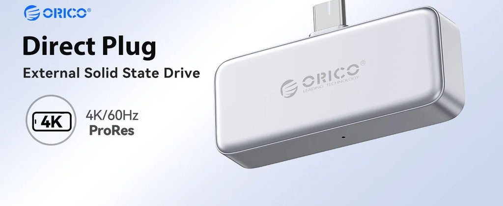 ORICO FlashPod 1 TB MINI magnetische tragbare SSD bis zu 2000 MB/s ProRes mit Direktstecker für iPhone 15 16 Serie, Tablets, Laptop