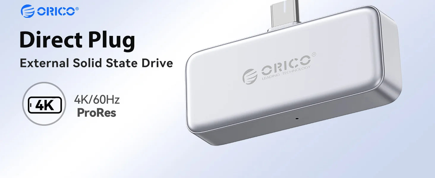 ORICO FlashPod 1 TB MINI magnetische tragbare SSD bis zu 2000 MB/s ProRes mit Direktstecker für iPhone 15 16 Serie, Tablets, Laptop