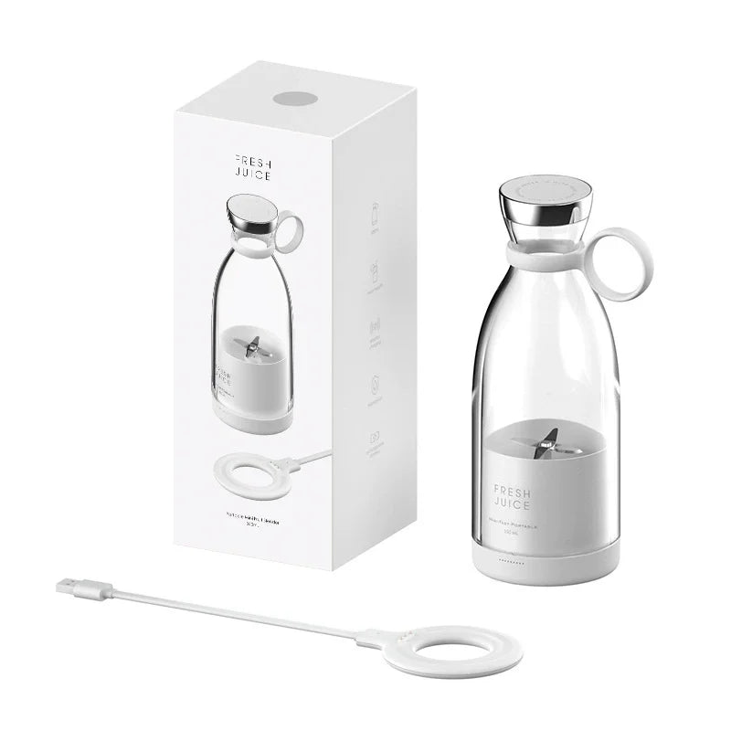 HAOYUNMA Tragbarer Mini-Mixer 350ml – USB-Magnetladung, 4 Klingen, 50W | Smoothies & Saft | Weiß & Pink
